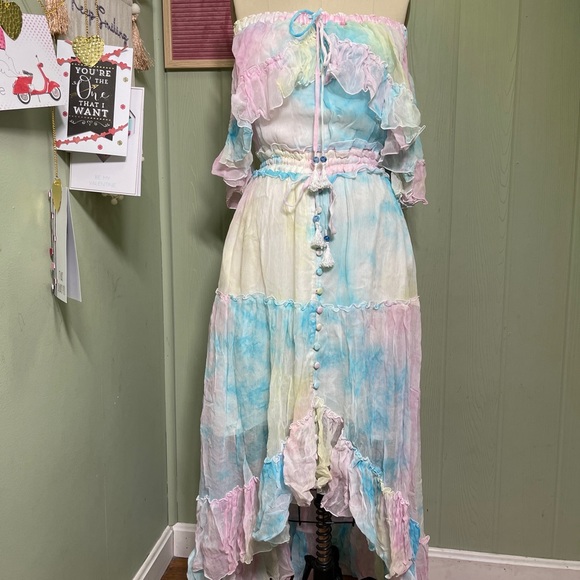 Free People x Fillyboo Santa Monica Tambourine Tie Dye Watercolor Maxi Dress S - Picture 7 of 9